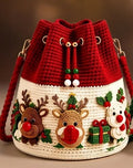 Red Reindeer Christmas crochet bag
